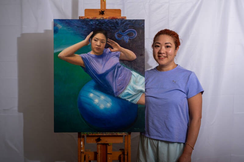 Contemporary portrait painting by Pojia Tsang — custom commissioned artwork